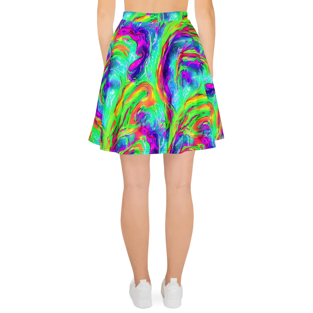 Ultraviolet Splash on Skater Skirt — Back