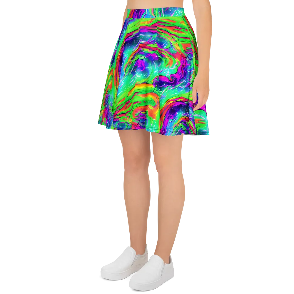 Ultraviolet Splash on Skater Skirt — Left