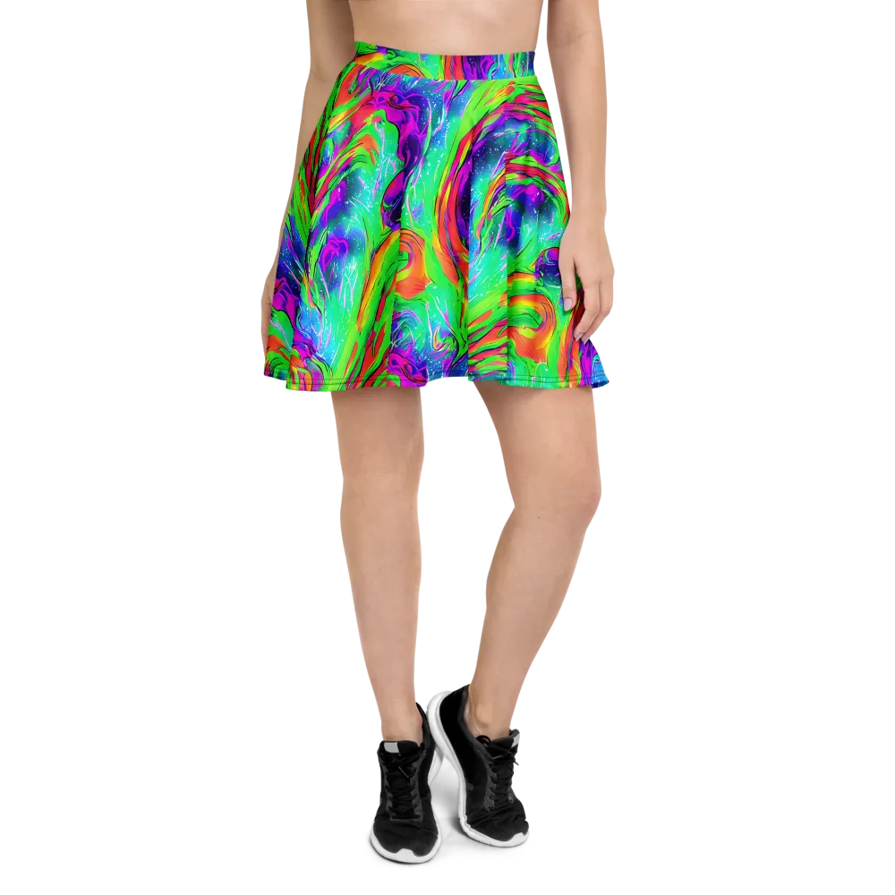 Ultraviolet Splash on Skater Skirt — Front