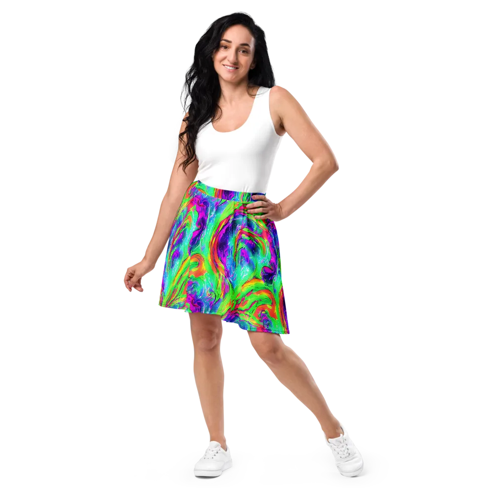 Ultraviolet Splash on Skater Skirt — Front