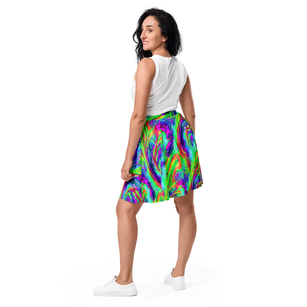 Ultraviolet Splash on Skater Skirt — Back