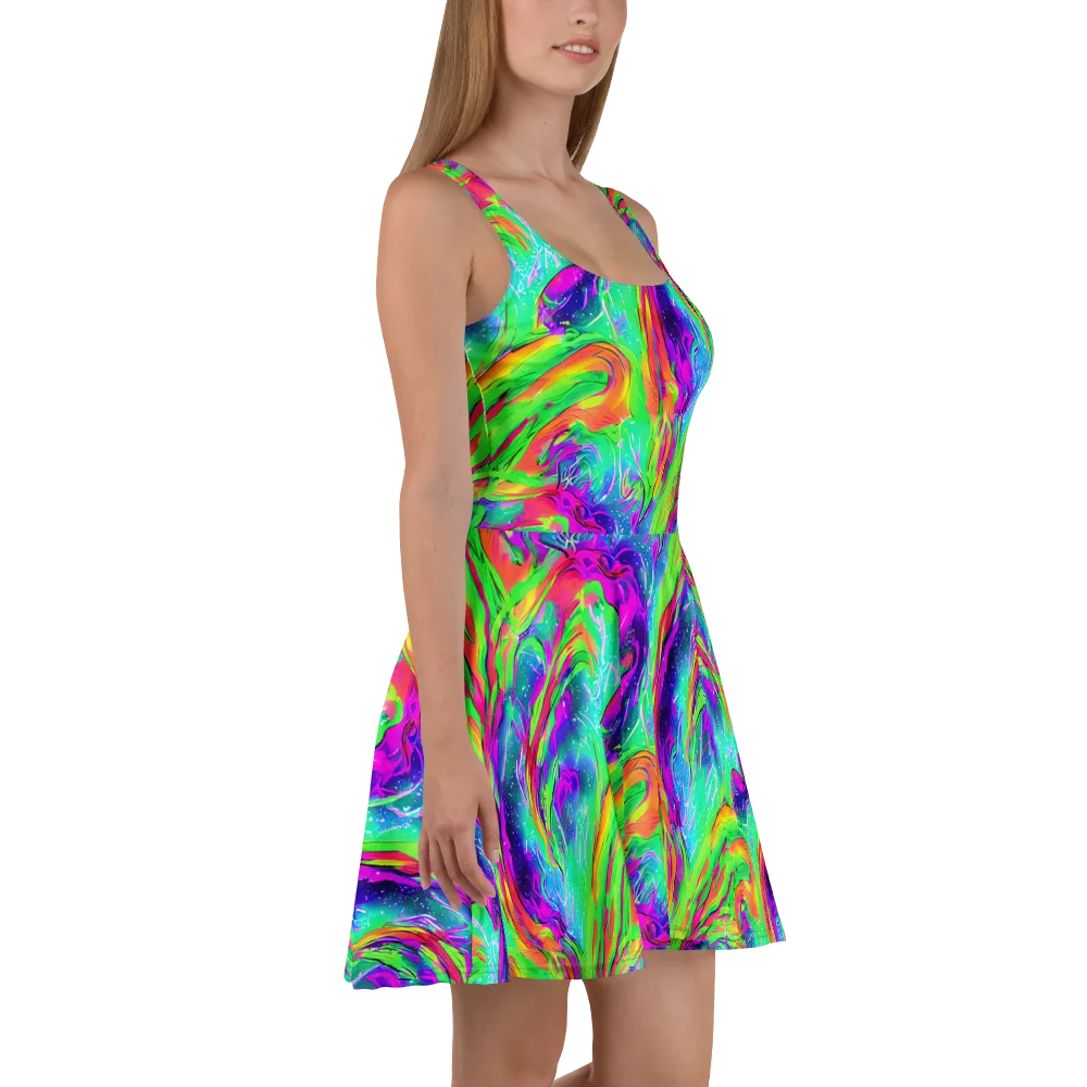 Ultraviolet Splash on Skater Dress — Right