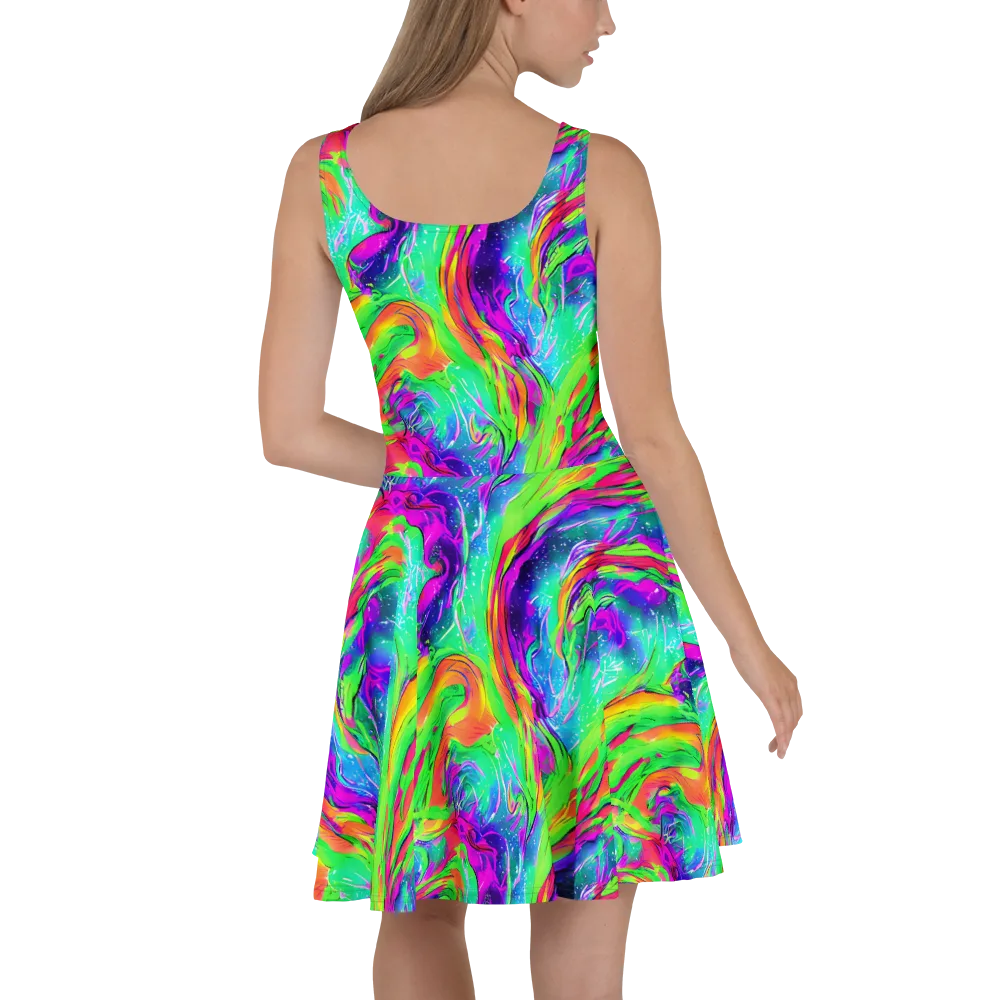 Ultraviolet Splash on Skater Dress — Back