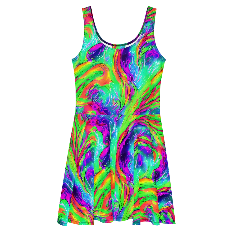 Ultraviolet Splash on Skater Dress — Front