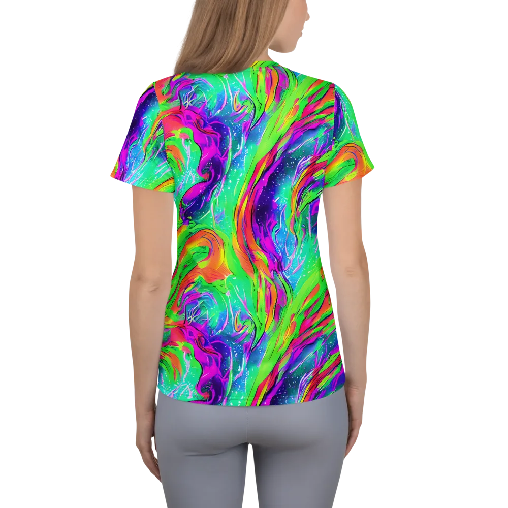 Ultraviolet Splash on Women's Athletic T-Shirt — Back