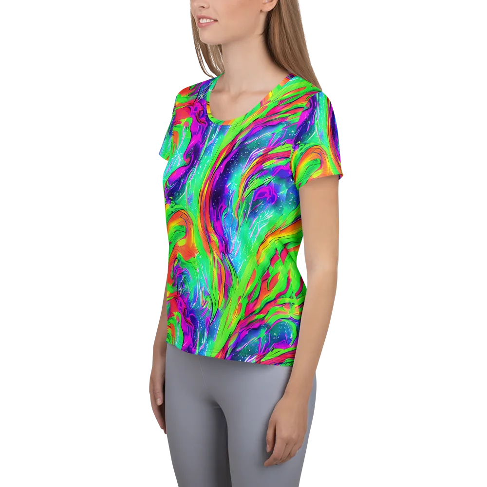 Ultraviolet Splash on Women's Athletic T-Shirt — Left
