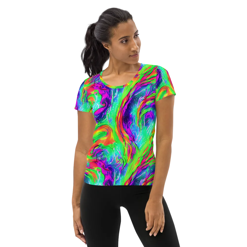 Ultraviolet Splash on Women's Athletic T-Shirt — Front