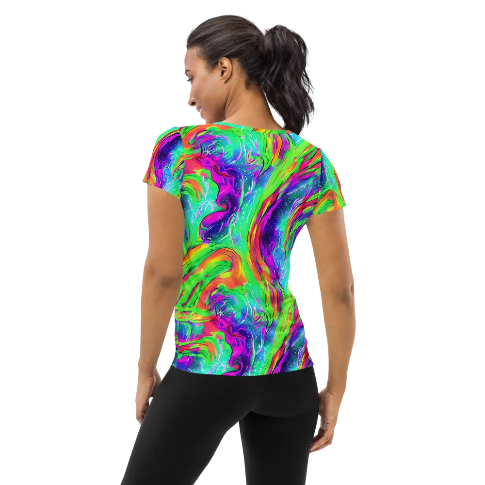 Ultraviolet Splash on Women's Athletic T-Shirt — Back