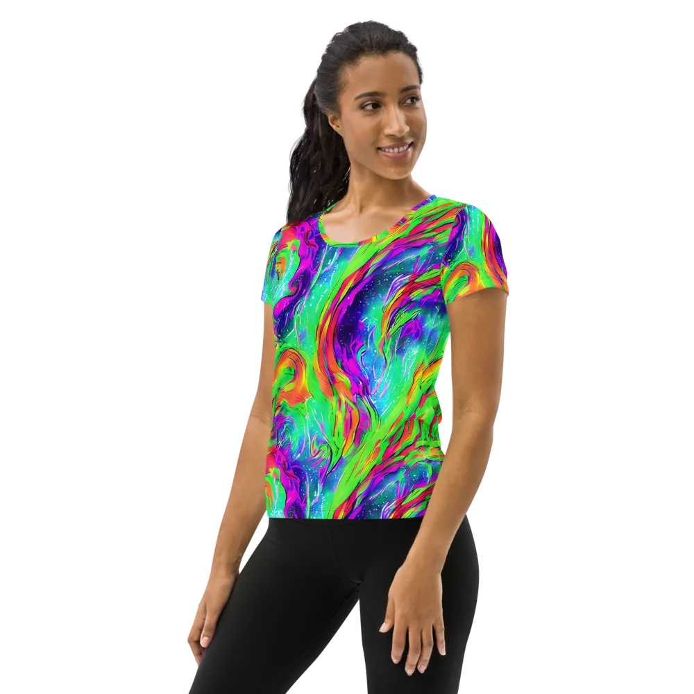 Ultraviolet Splash on Women's Athletic T-Shirt — Left
