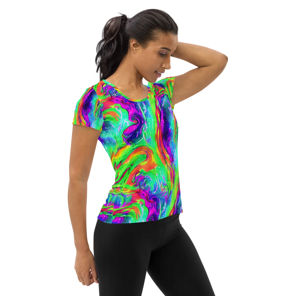Ultraviolet Splash on Women's Athletic T-Shirt — Right