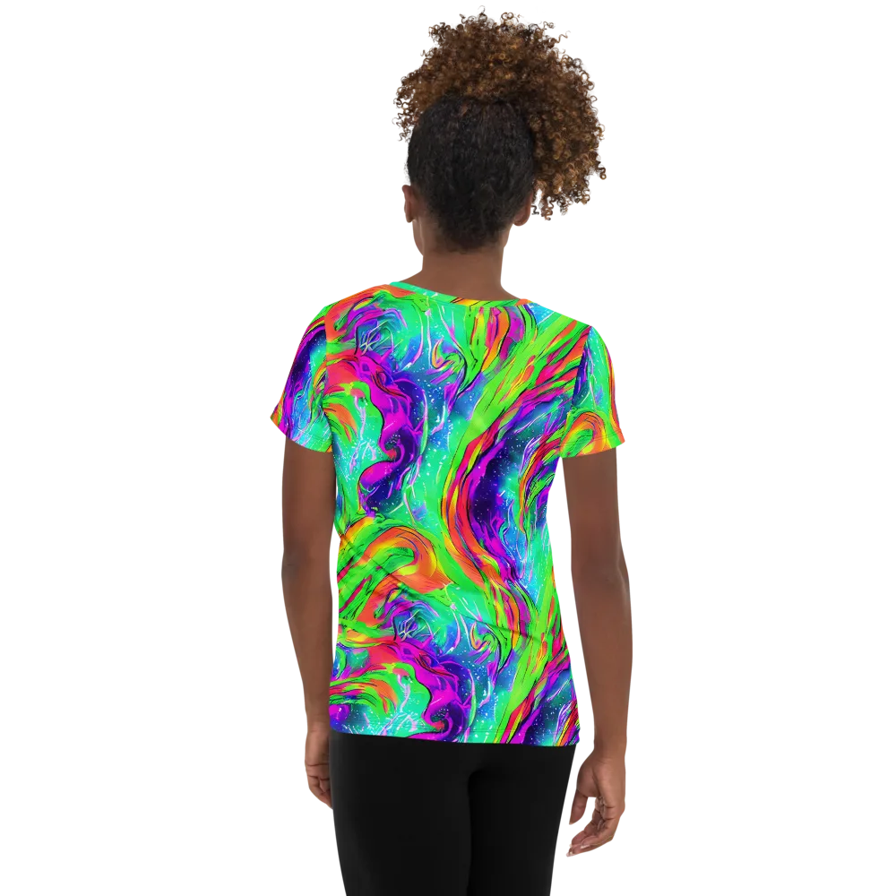 Ultraviolet Splash on Women's Athletic T-Shirt — Back