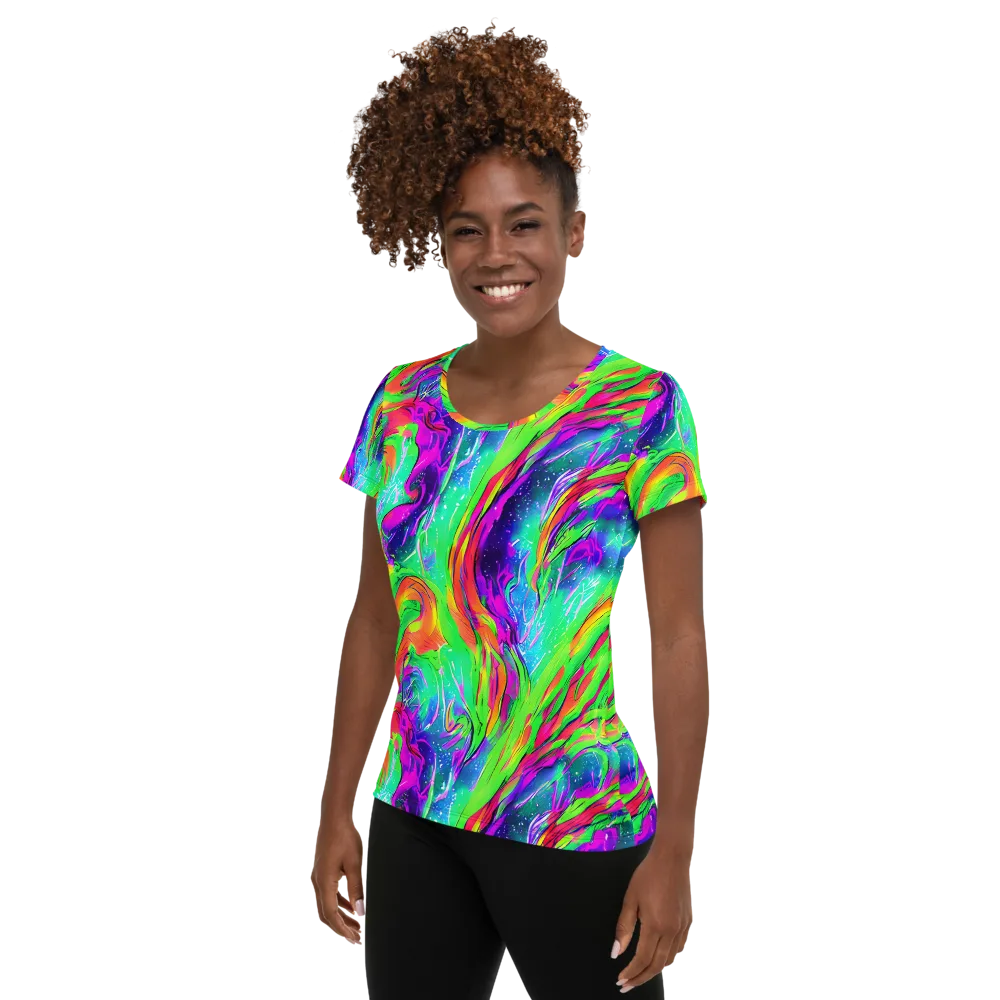 Ultraviolet Splash on Women's Athletic T-Shirt — Left
