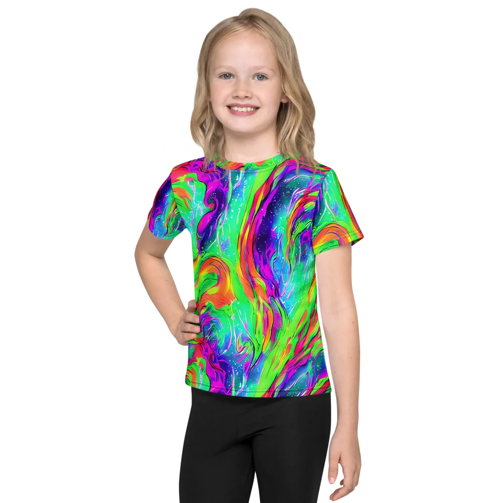 Ultraviolet Splash on Kids Crew Neck T-Shirt — Front