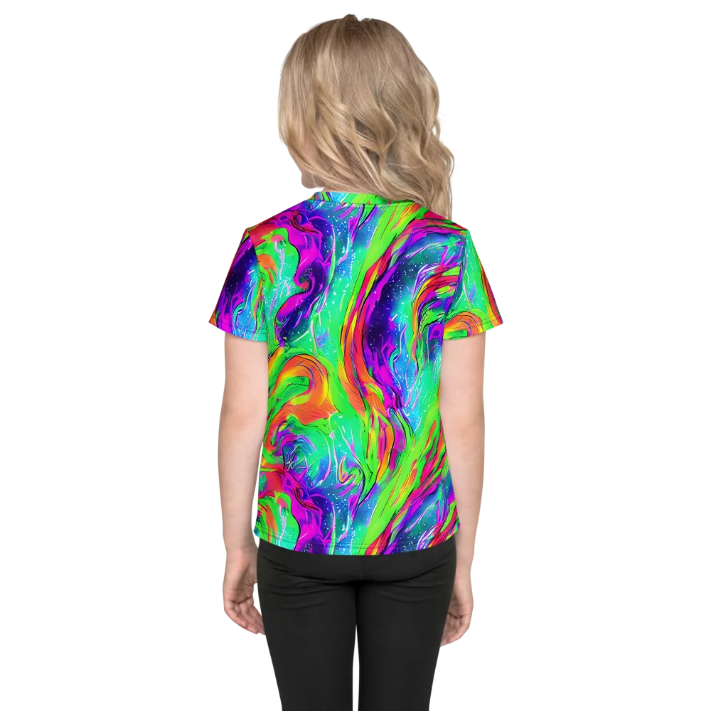 Ultraviolet Splash on Kids Crew Neck T-Shirt — Back