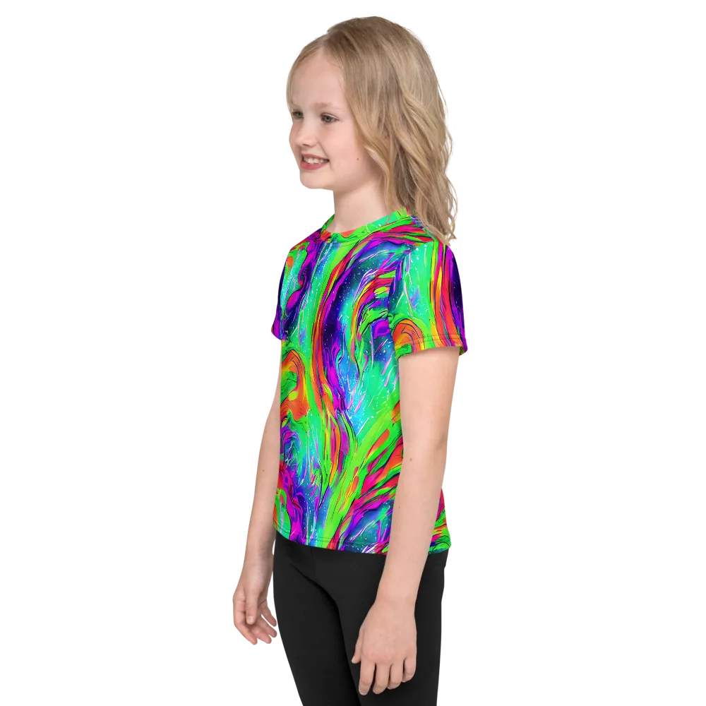 Ultraviolet Splash on Kids Crew Neck T-Shirt — Left