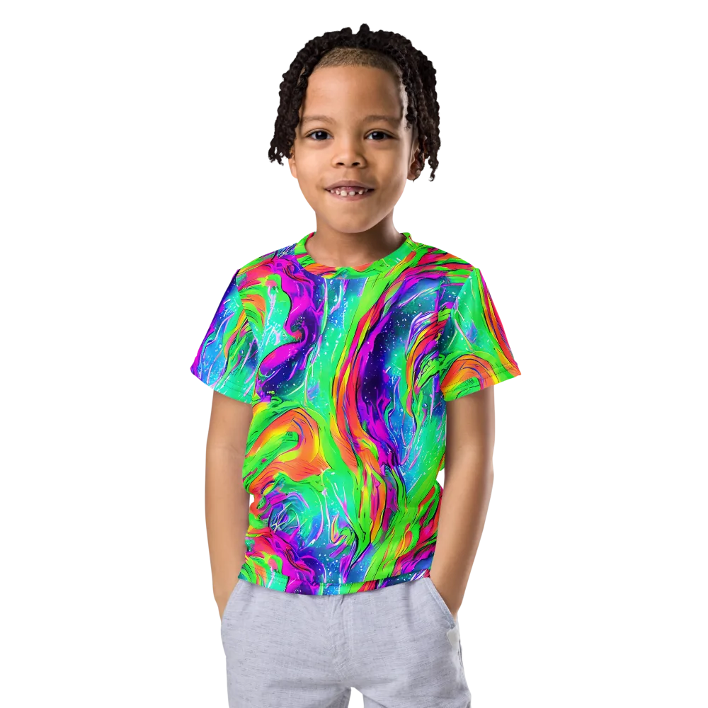Ultraviolet Splash on Kids Crew Neck T-Shirt — Front