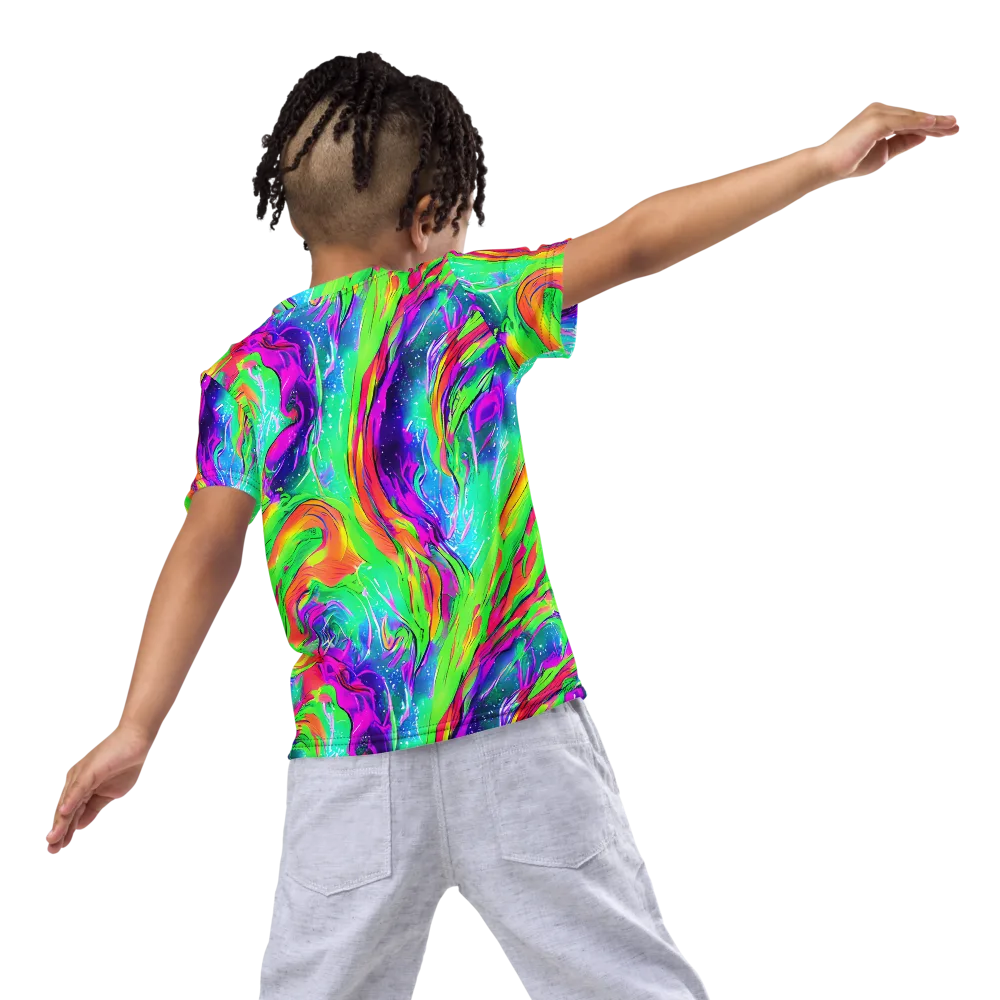 Ultraviolet Splash on Kids Crew Neck T-Shirt — Back