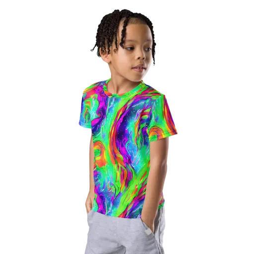Ultraviolet Splash on a Kids Crew Neck T-Shirt