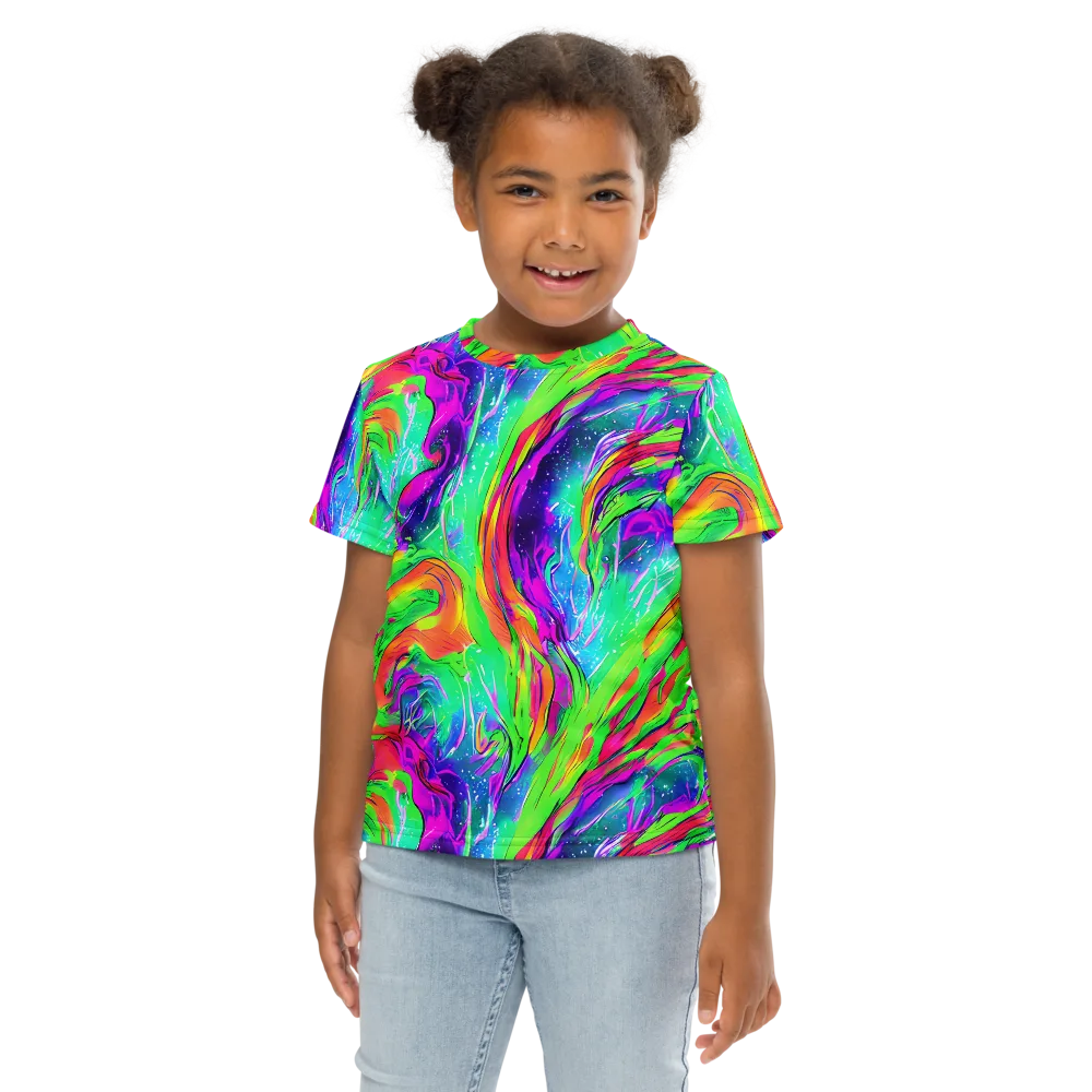 Ultraviolet Splash on Kids Crew Neck T-Shirt — Front