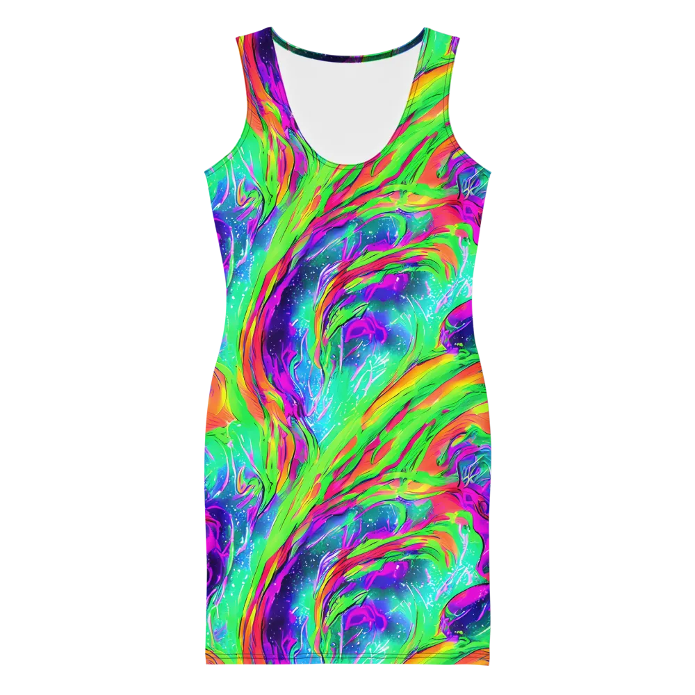 Ultraviolet Splash on Bodycon Dress — Front