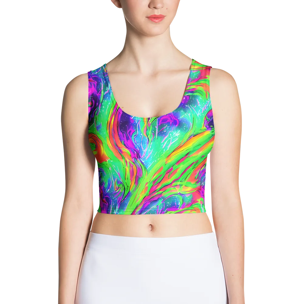 Ultraviolet Splash on Crop Top — Front