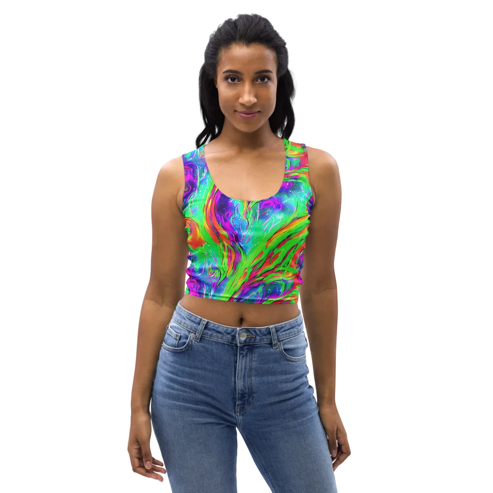 Ultraviolet Splash on Crop Top — Front