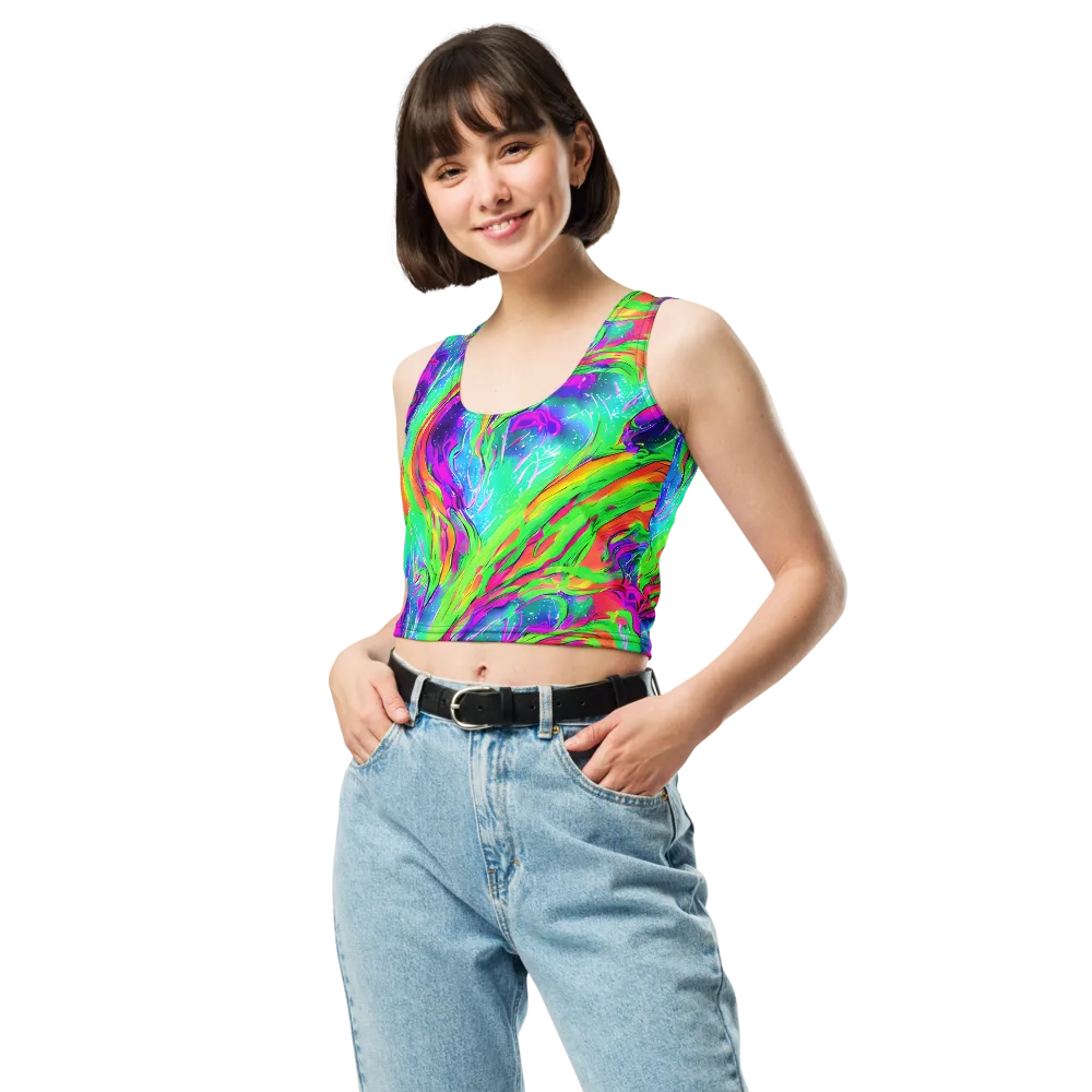 Ultraviolet Splash on Crop Top — Front
