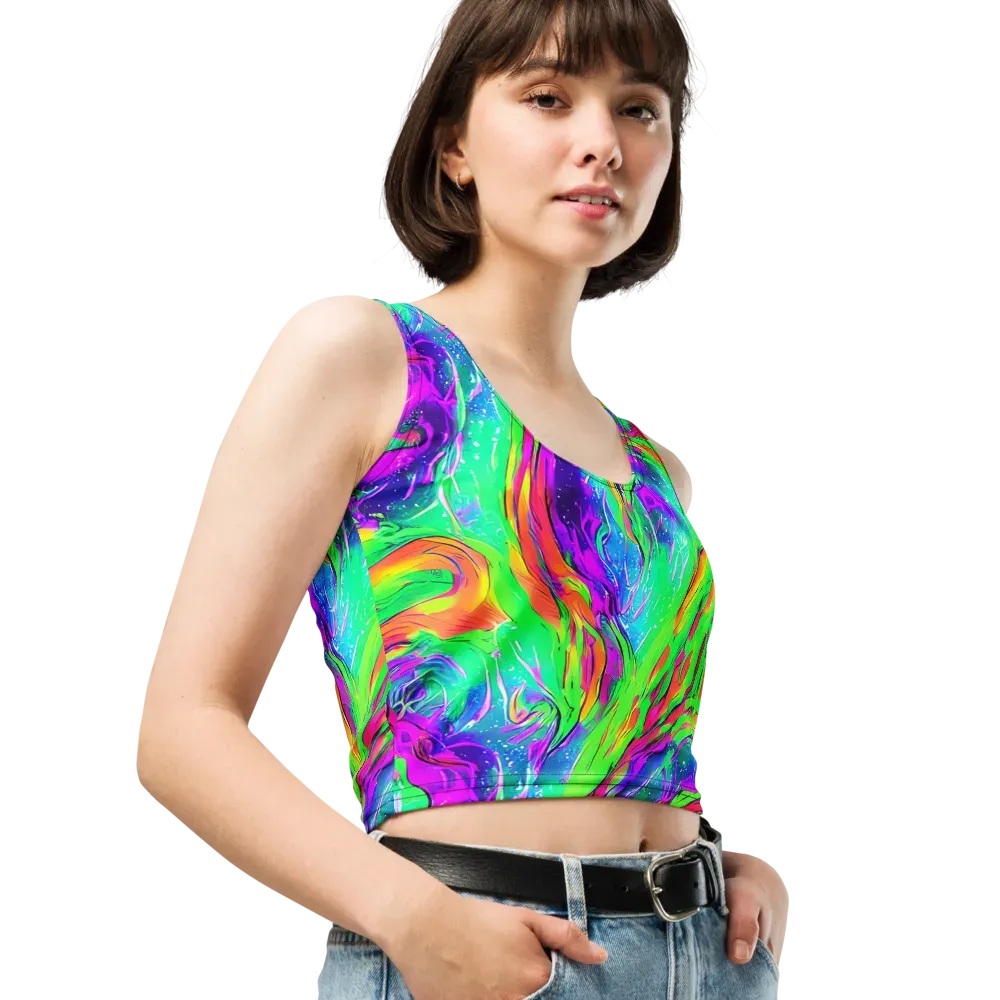 Ultraviolet Splash on Crop Top — Right Front