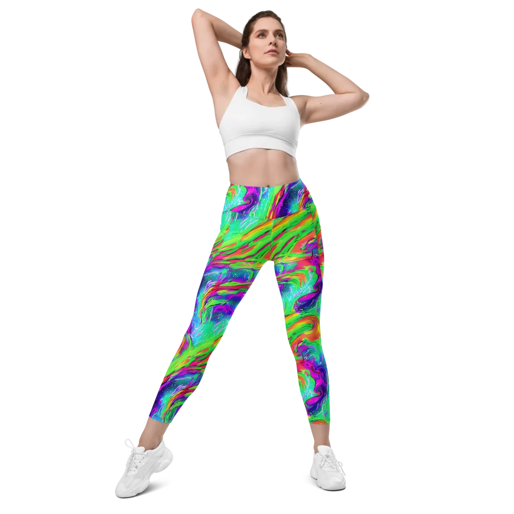 Ultraviolet Splash on Leggings with Pockets — Front