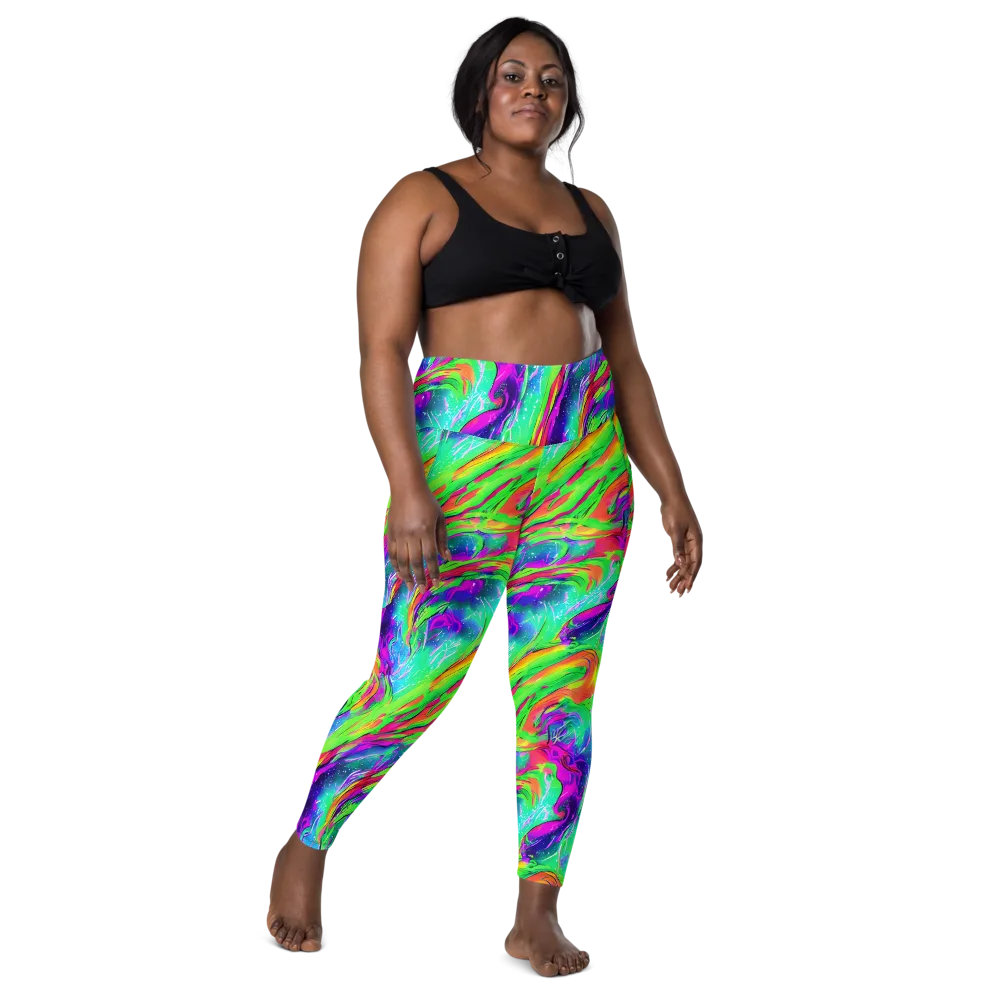 Ultraviolet Splash on Leggings with Pockets — Front