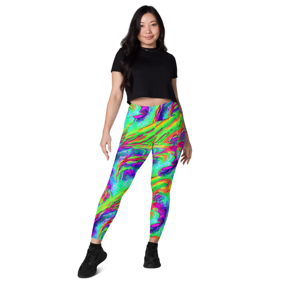 Ultraviolet Splash on Leggings with Pockets — Front