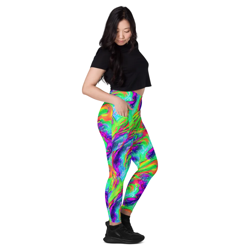 Ultraviolet Splash on Leggings with Pockets — Right