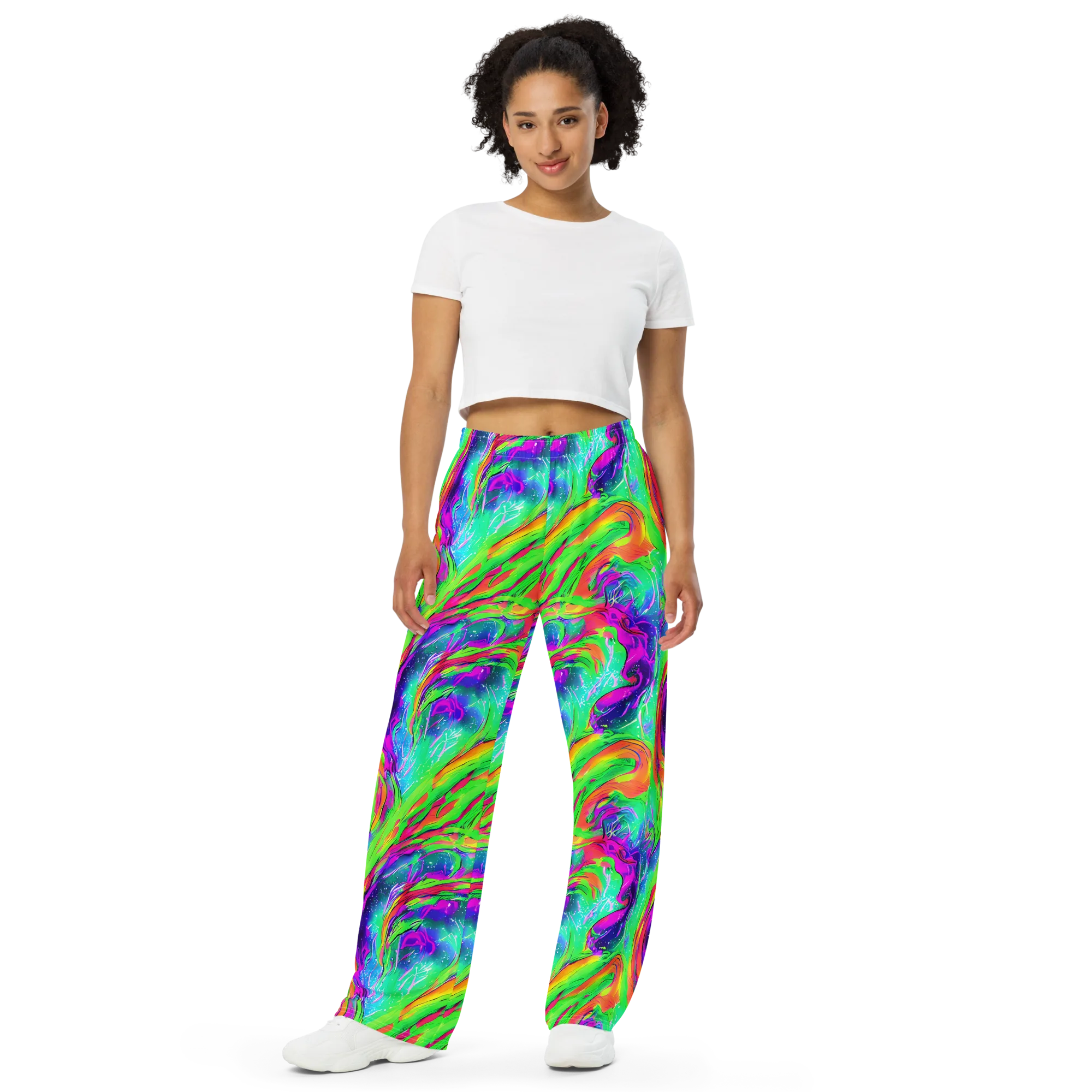 Ultraviolet Splash on Wide-Leg Pants — Front