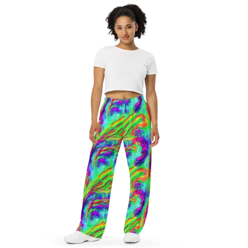 Ultraviolet Splash on a Wide-Leg Pants