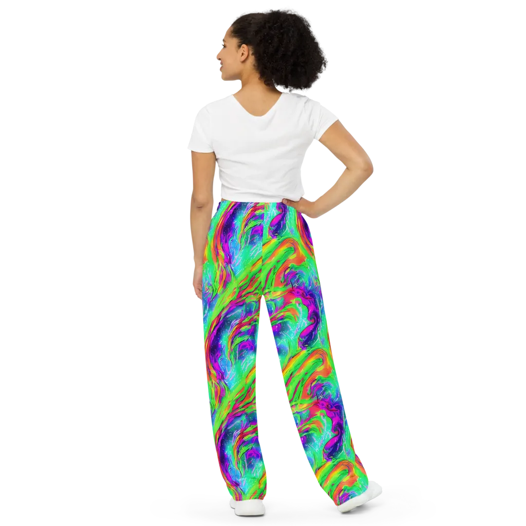 Ultraviolet Splash on Wide-Leg Pants — Back
