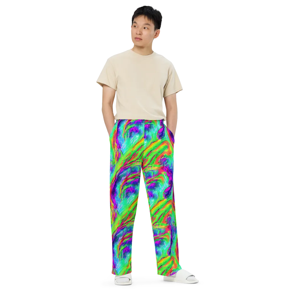 Ultraviolet Splash on Wide-Leg Pants — Front