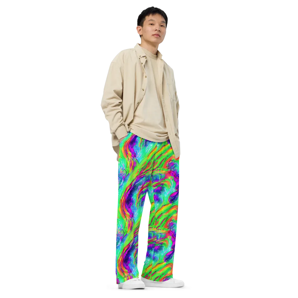 Ultraviolet Splash on Wide-Leg Pants — Right Front