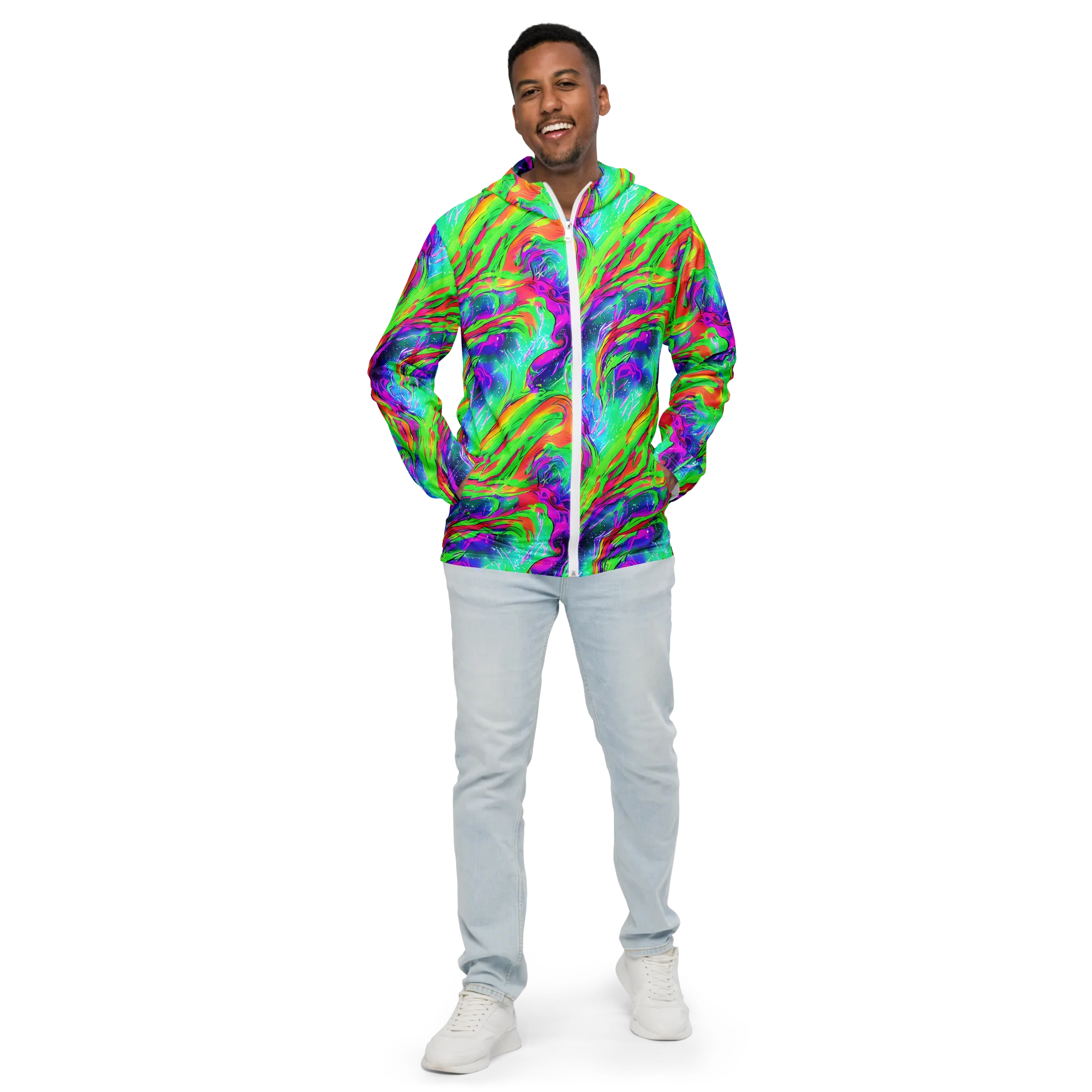 Ultraviolet Splash on Men's Windbreaker — Front