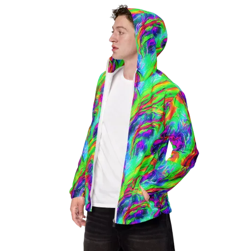 Ultraviolet Splash on a Men's Windbreaker