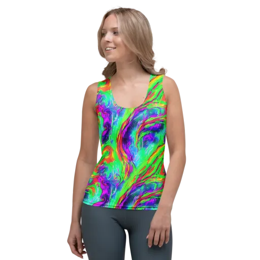 Ultraviolet Splash on a Women's Tank Top