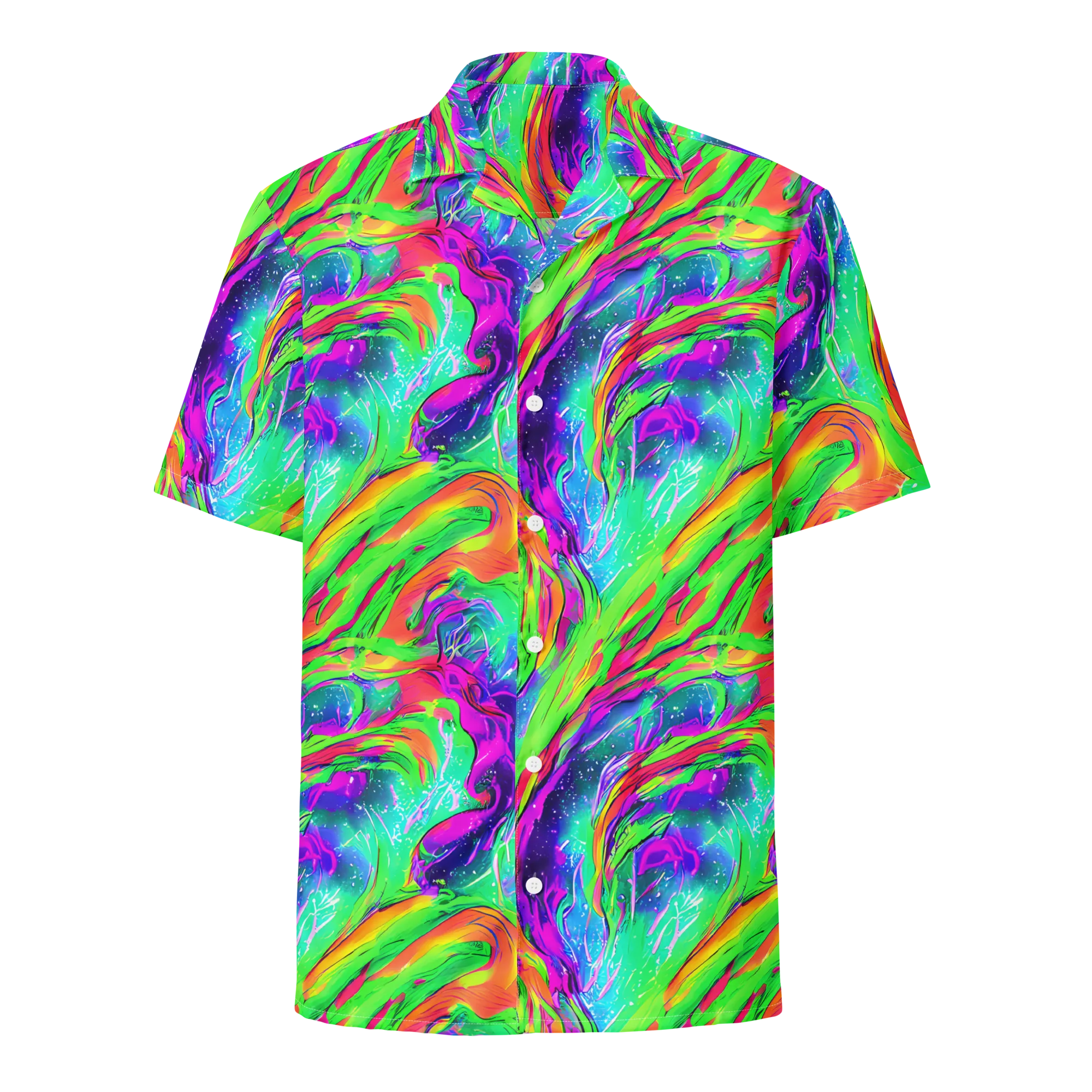 Ultraviolet Splash on Button Shirt — Front