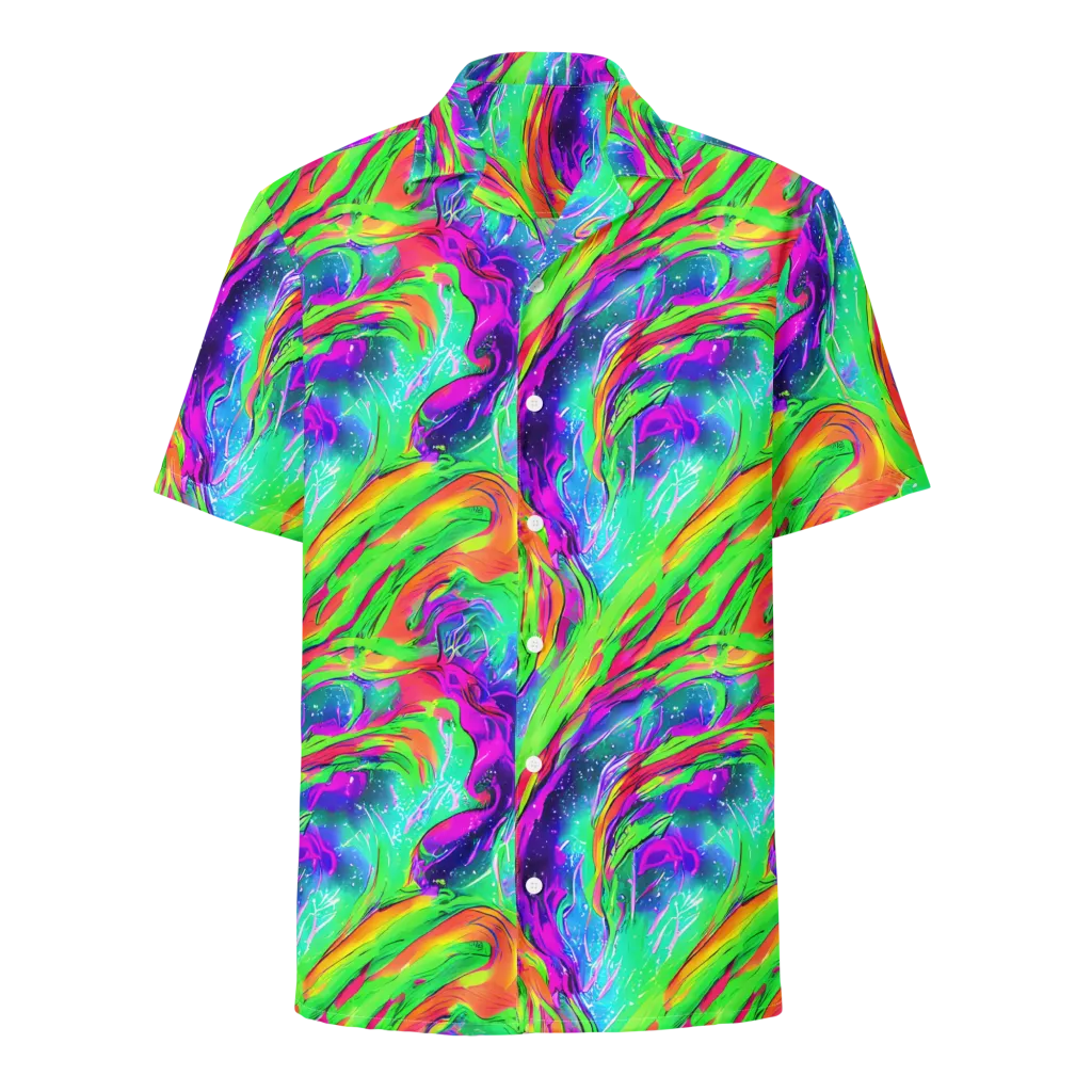 Ultraviolet Splash on Button Shirt — Front