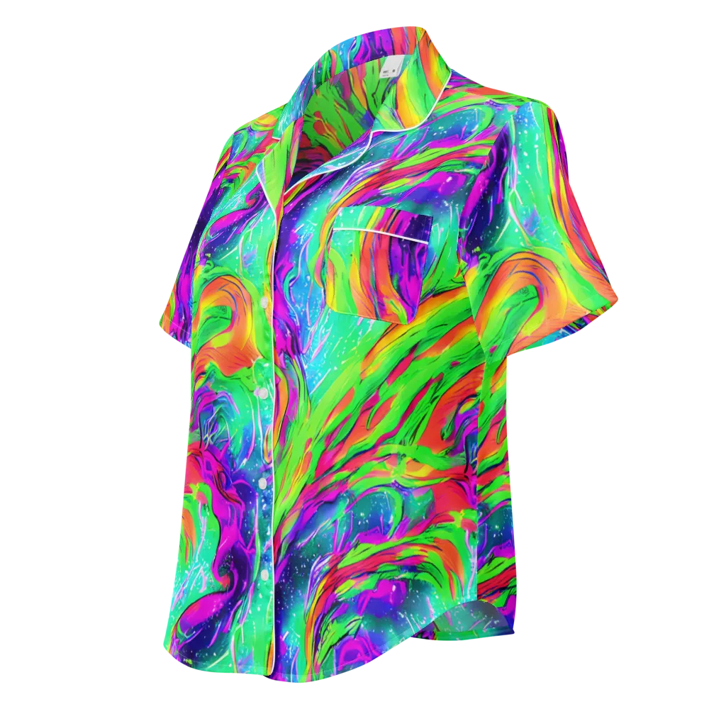 Ultraviolet Splash on Women's Short Sleeve Pajama Top — Left Front