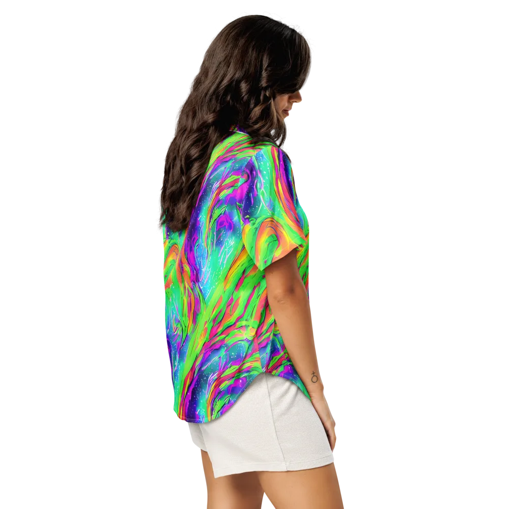 Ultraviolet Splash on Women's Short Sleeve Pajama Top — Right Back
