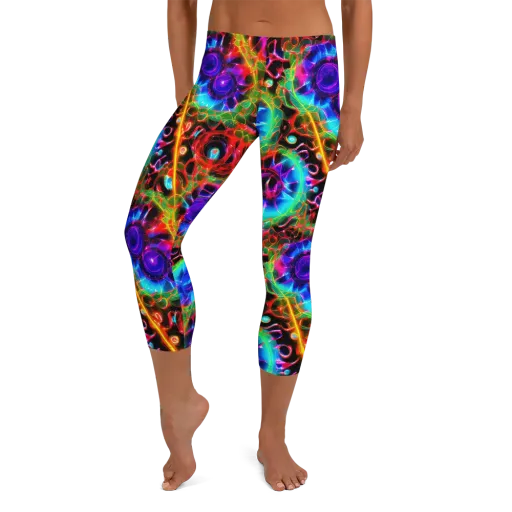 Neon Bloomstorm on a Capri Leggings
