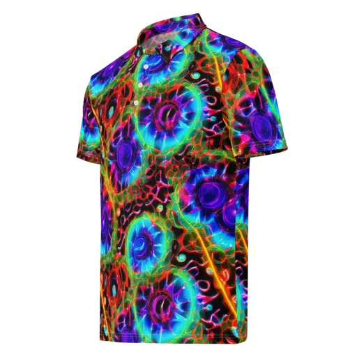 Neon Bloomstorm on a Men's Slim Fit Polo Shirt