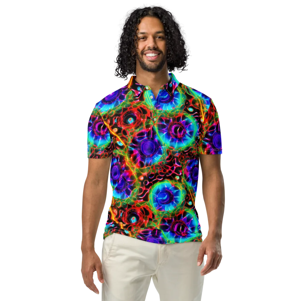 Neon Bloomstorm on Men's Slim Fit Polo Shirt — Front