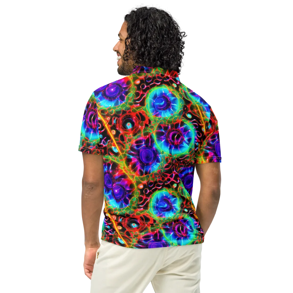 Neon Bloomstorm on Men's Slim Fit Polo Shirt — Back