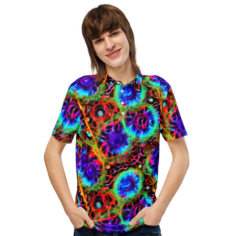 Neon Bloomstorm on Men's Slim Fit Polo Shirt — Front
