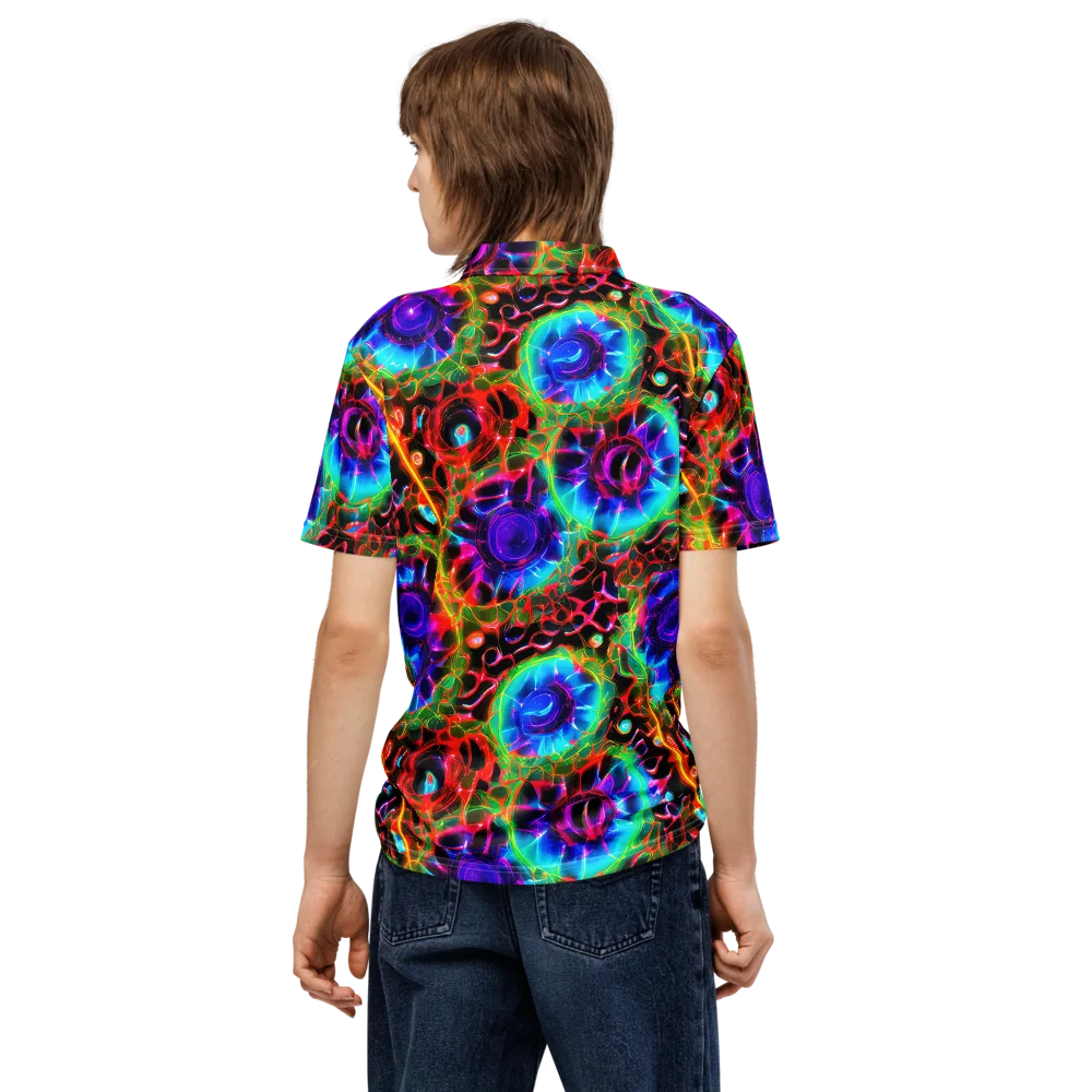 Neon Bloomstorm on Men's Slim Fit Polo Shirt — Back